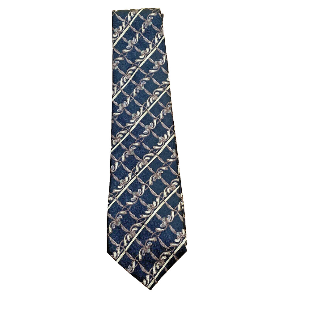 Vintage GEOFFREY BEENE Silk Tie Designer Mens Necktie Classic Black Tan 1980’s